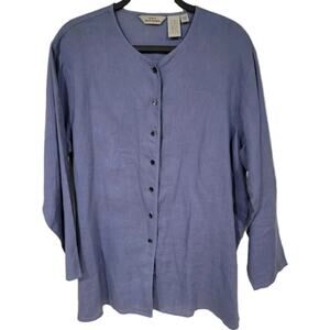 Vtg AKA Eddie Bauer 100% Linen Top Button Front Minimalist Lagenlook